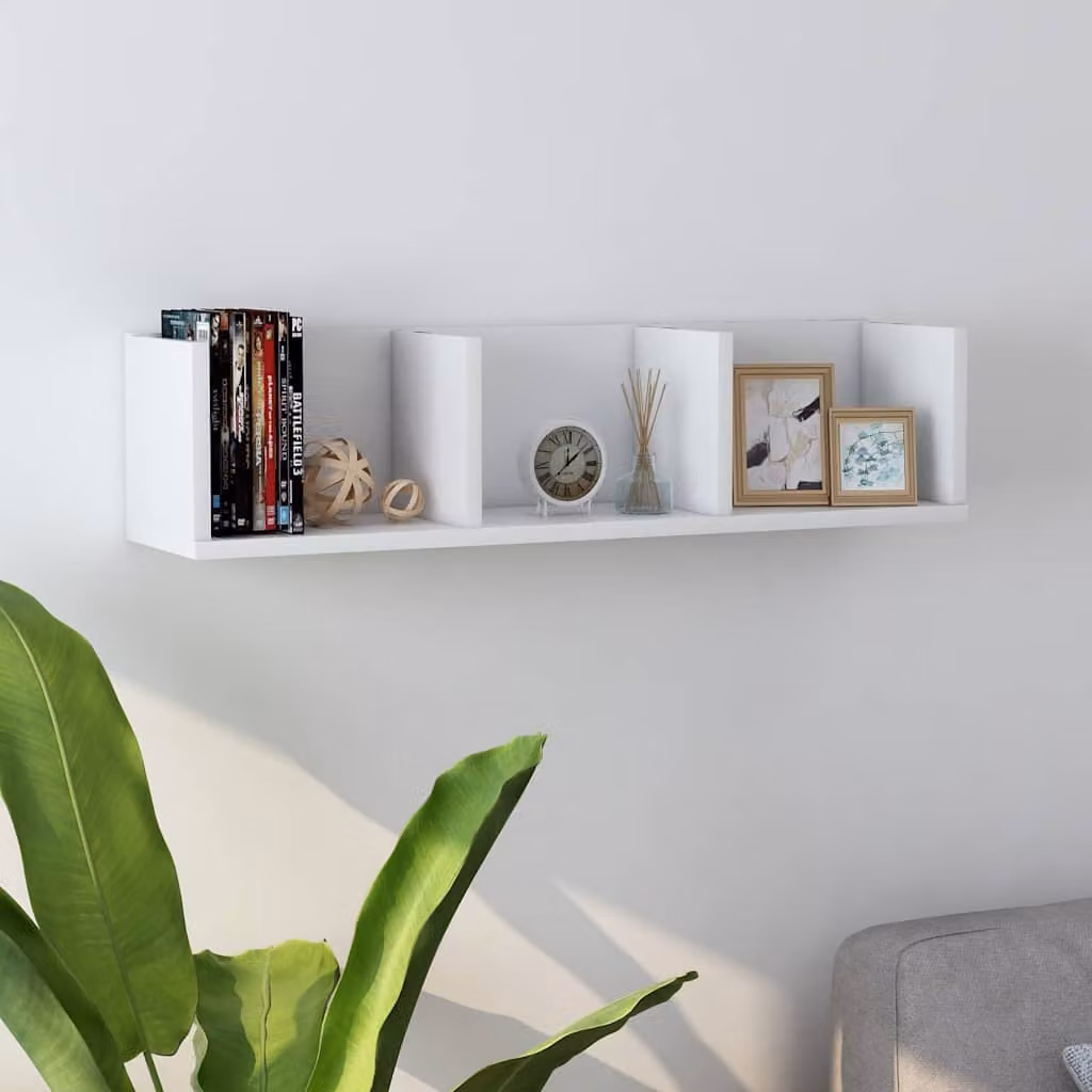 Scaffale porta CD da parete vidaXL in legno bianco L 75 cm x P 18 cm x H 18 cm