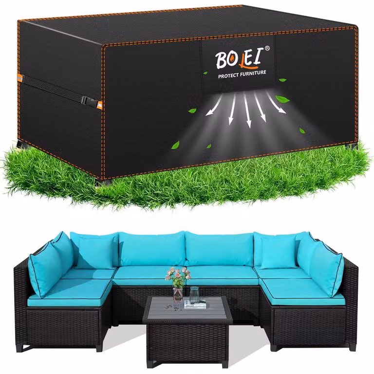 Telo protettivo per mobili da giardino, resistente alle intemperie invernali, dimensioni 180x120x74 cm, tessuto Oxford 420D, impermeabile, con aperture di ventilazione