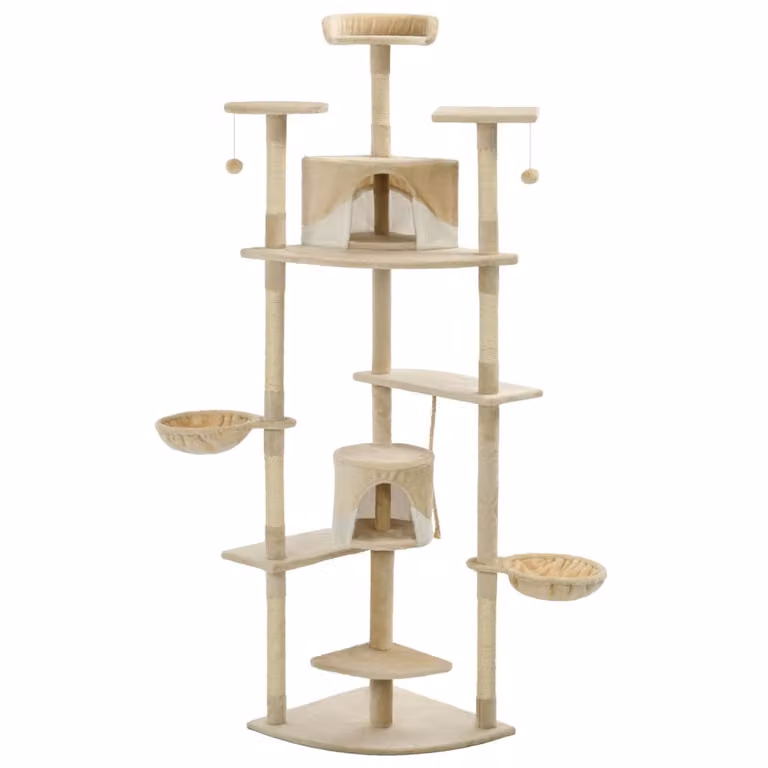 Albero per Gatti e Tiragraffi in Sisal 203 cm Beige e Bianco