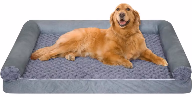 Cuccia ortopedica per cani, 75x50x15 cm, grigia, impermeabile, con memory foam, a forma di U, lavabile