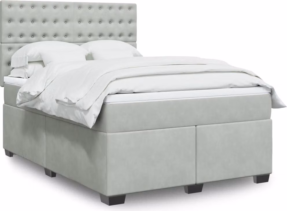 Maison Exclusive - Giroletto a Molle con Materasso Grigio Chiaro 140x190cm Velluto