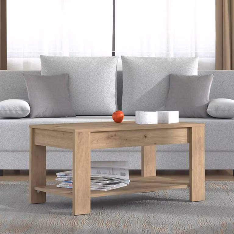 Dmora Tavolino da Salotto Signa 90x50x46h cm Marrone Rovere Nodi, un Vano Forma Rettangolare