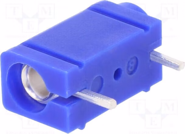 1 connettore a morsetto da 23,3 mm, modello 571-0200, connettori a banana da 4 mm, colore blu, 250 VDC, 10 A, connettori a banana da 4 mm