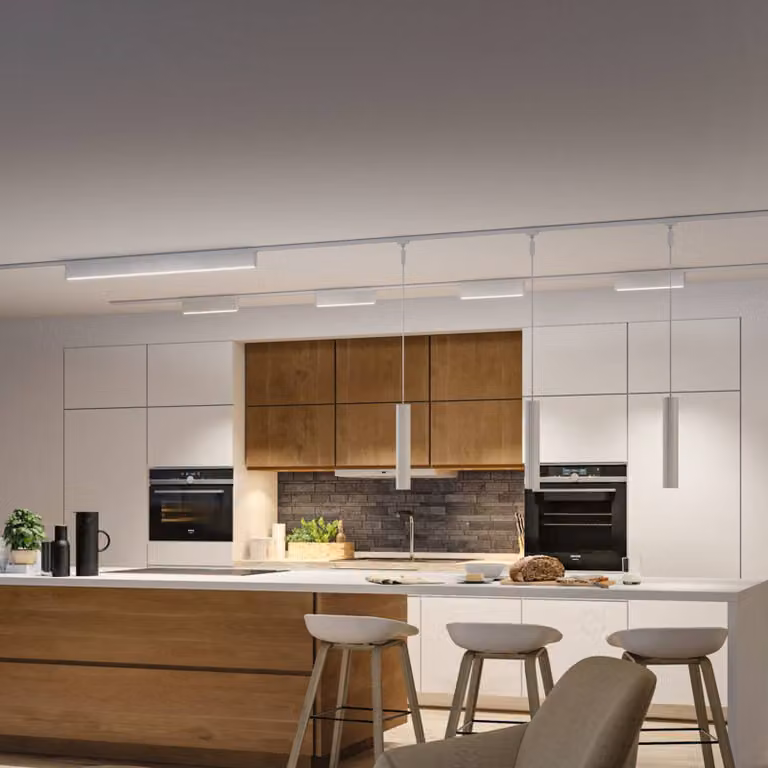 Paulmann Barra LED URail Zelos, 3000K, bianco segnale, dimmerabile, Bianco / Opale, Soggiorno / Sala da pranzo, Alluminio, Moderno