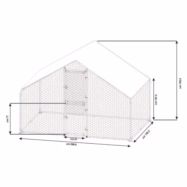 Gabbia per polli IPERBRIKO in acciaio zincato e plastica, colore argento, H 2 x L 3 x P 2 m – 2