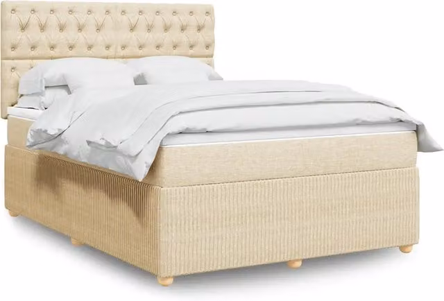 Giroletto a Molle con Materasso Crema 140x19 cm in Tessuto 3294363