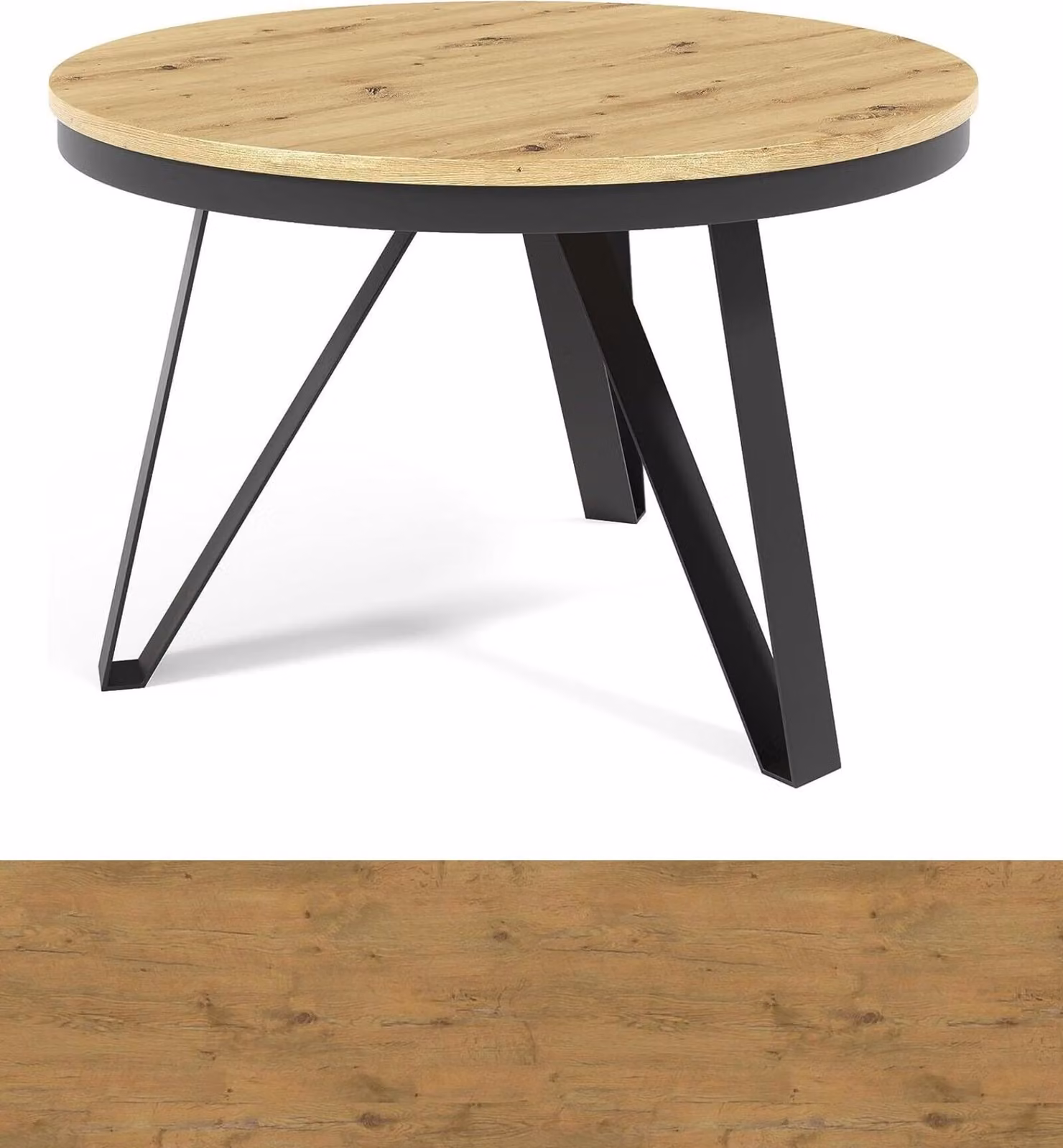 Tavolino All4All Tino, tavolino rotondo per il soggiorno, gambe in metallo, design elegante, gambe moderne, tavolino da caffè, stile loft, dimensioni 75x50 cm, modello 27, finitura "Eiche Lancelot"