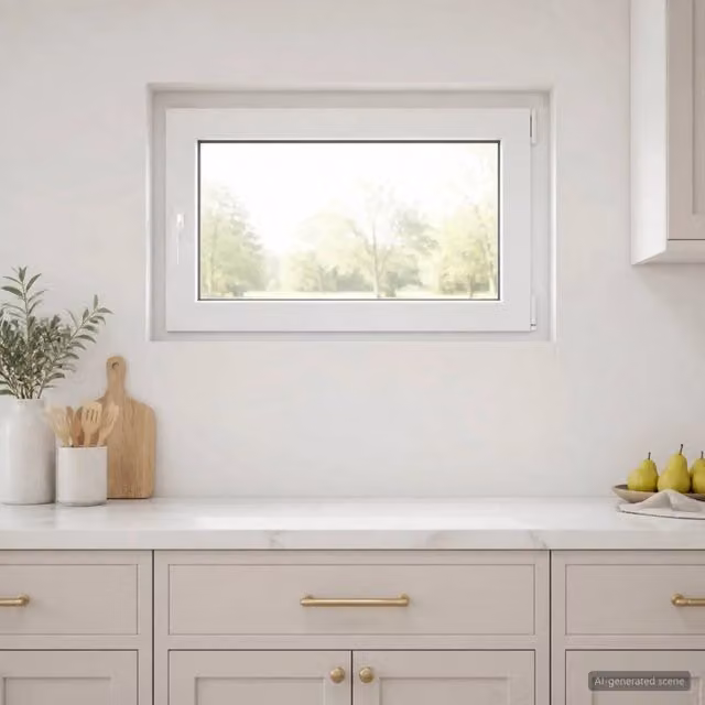 Finestra per seminterrato a battente vidaXL con triplo vetro, colore bianco e plastica, L: 90,0 cm, H: 55,0 cm, P: 6,0 cm