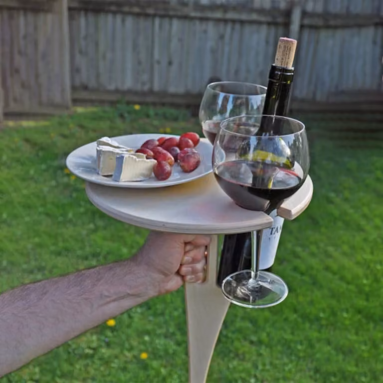 Tavolino da vino da esterno, mini tavolo da picnic pieghevole in legno, legno