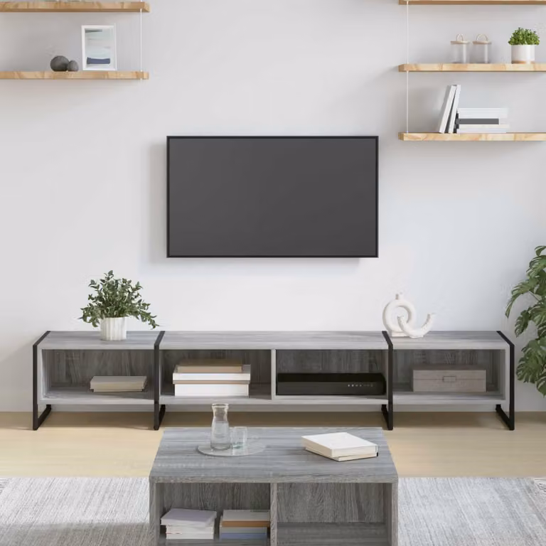 Mobile TV vidaXL in stile industriale, Grigio, L 170,5 x P 36 x H 30,5 cm