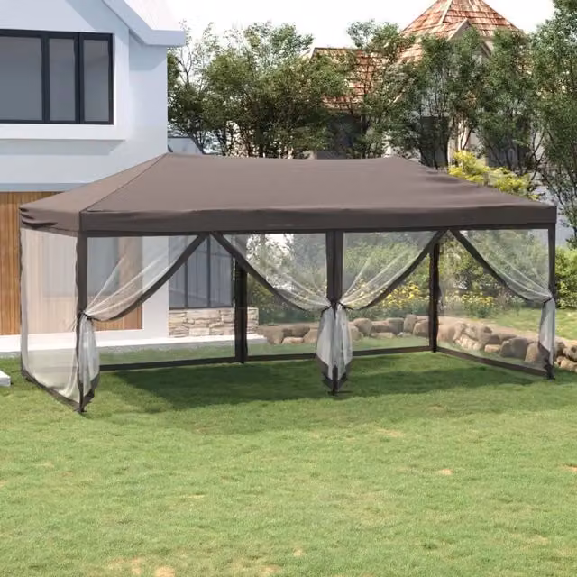 Tenda per Feste Pieghevole con Pareti Laterali-Tenda Gazebo Tortora 3x6 m 782785