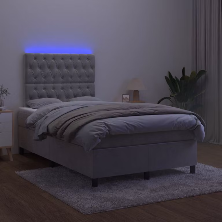 Maison Exclusive - Letto a Molle Materasso e LED Grigio Chiaro 120x200 cm Velluto