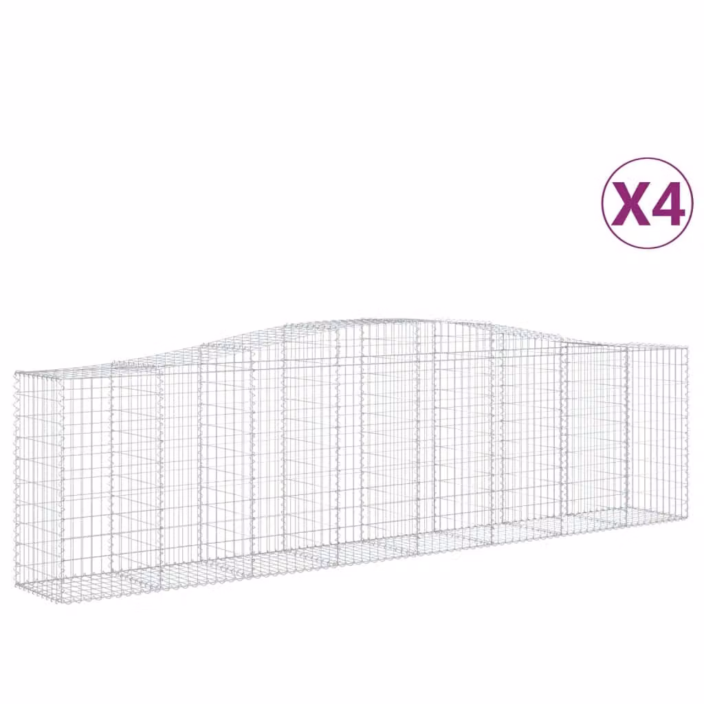 Cesti Gabbioni ad Arco 4 pz 400x50x100/120 cm Ferro Zincato