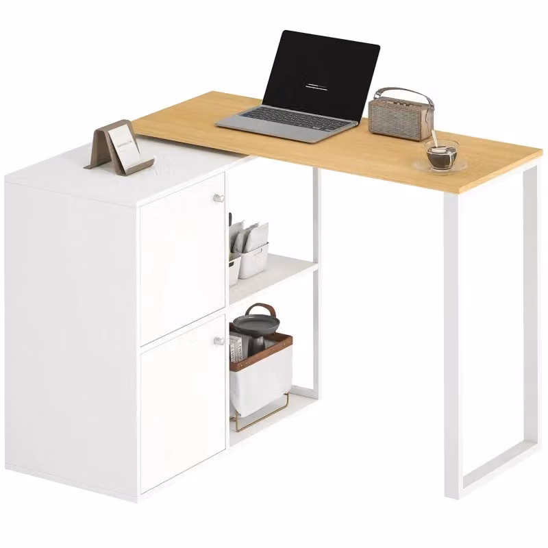 Scrivania Angolare Girevole REDOM in Legno Bianco L: 105 cm, P: 85 cm, H: 75 cm – 2