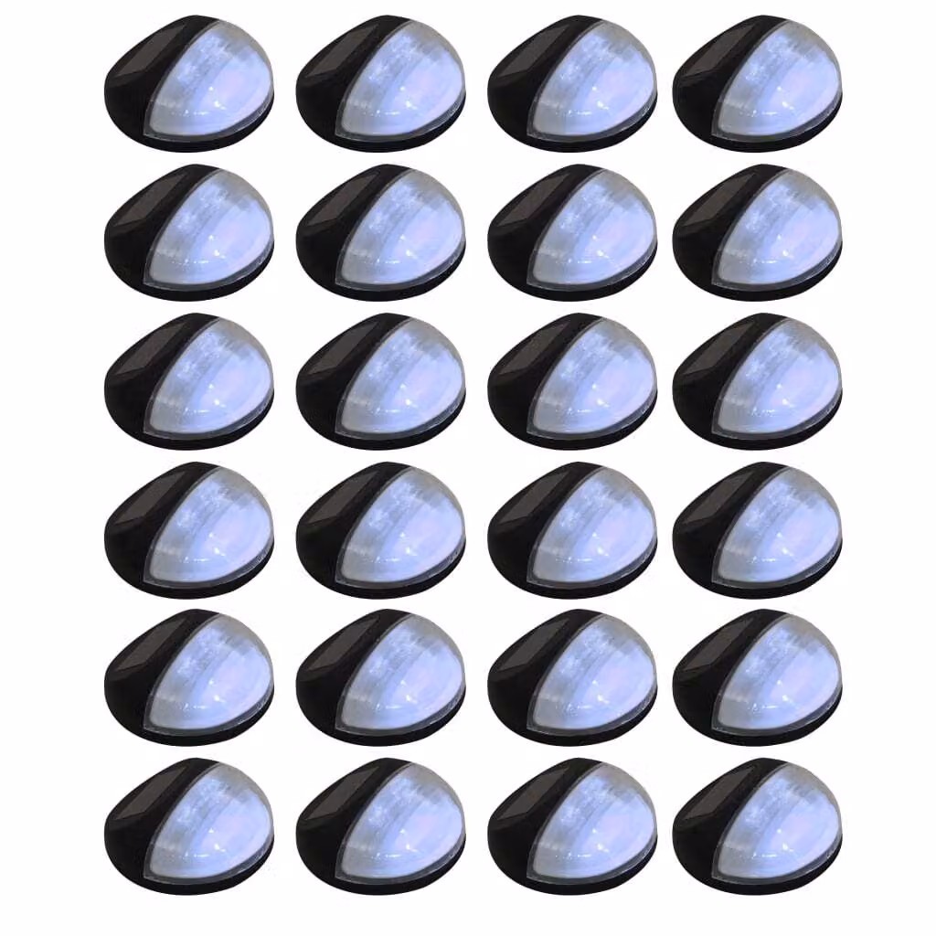 The Living Store Luci solari da esterno per parete LED 24 pz. Rotondo Nero