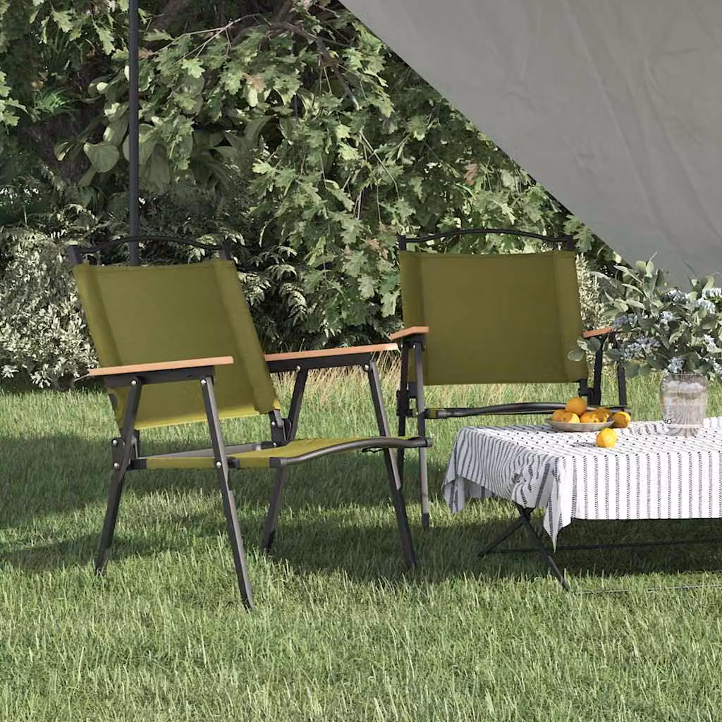 Set di 2 sedie da campeggio vidaXL in tessuto Oxford verde con braccioli, L: 54 cm, P: 55 cm, H: 78 cm