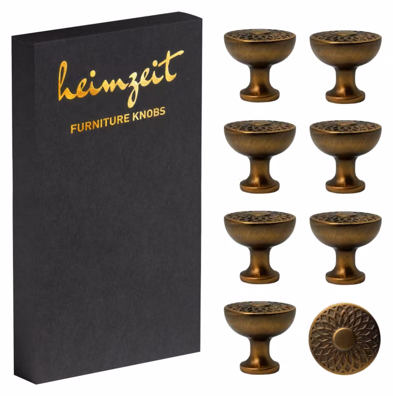 Set di 8 pomelli vintage in alluminio per mobili