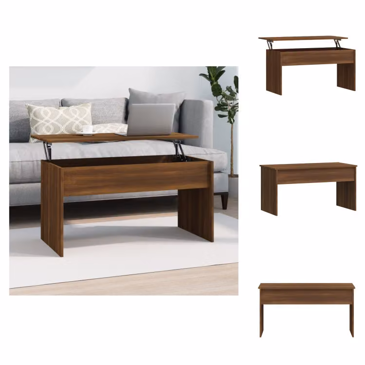 vidaXL Tavolino da caffè marrone effetto rovere 102x50,5x52,5 cm materiale a base di legno - Tavolini da caffè