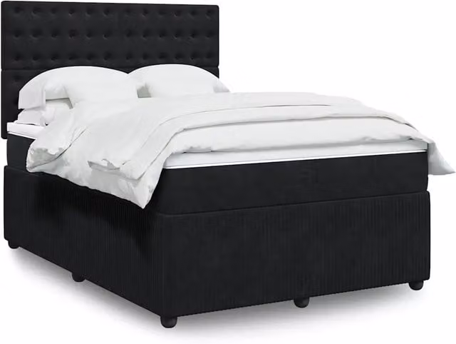 Letto Ibrido con Materasso in Velluto Nero e Struttura in Legno di Pino vidaXL L/P: 160 x 200 cm