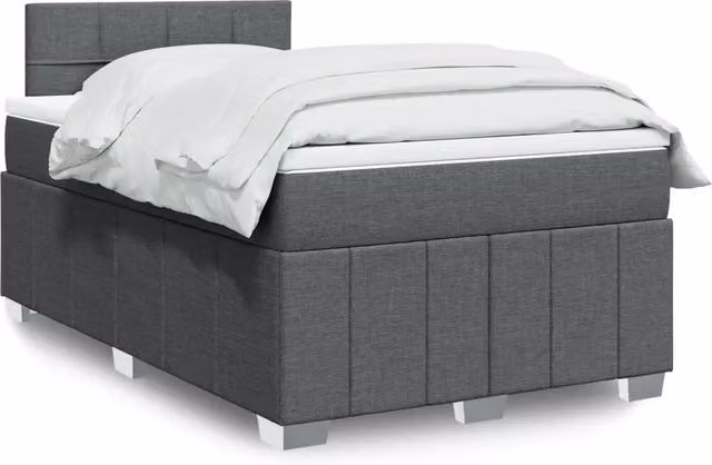Letto Ibrido vidaXL con Giroletto a Molle e Materasso Grigio e Bianco L/P/H: 120 x 190 x 100,5 cm