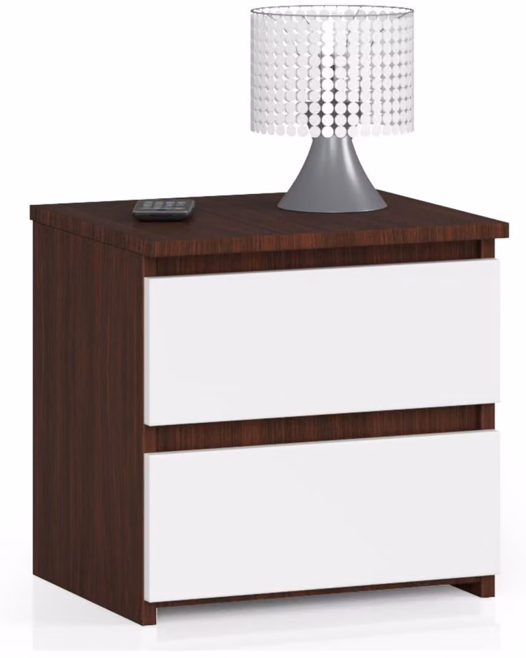 Comodino a 2 cassetti Comodino con organizer Comodino a cassetti, larghezza 40 cm, altezza 40 cm | legno bianco-rovere Credenza alta Credenza Credenza stretta