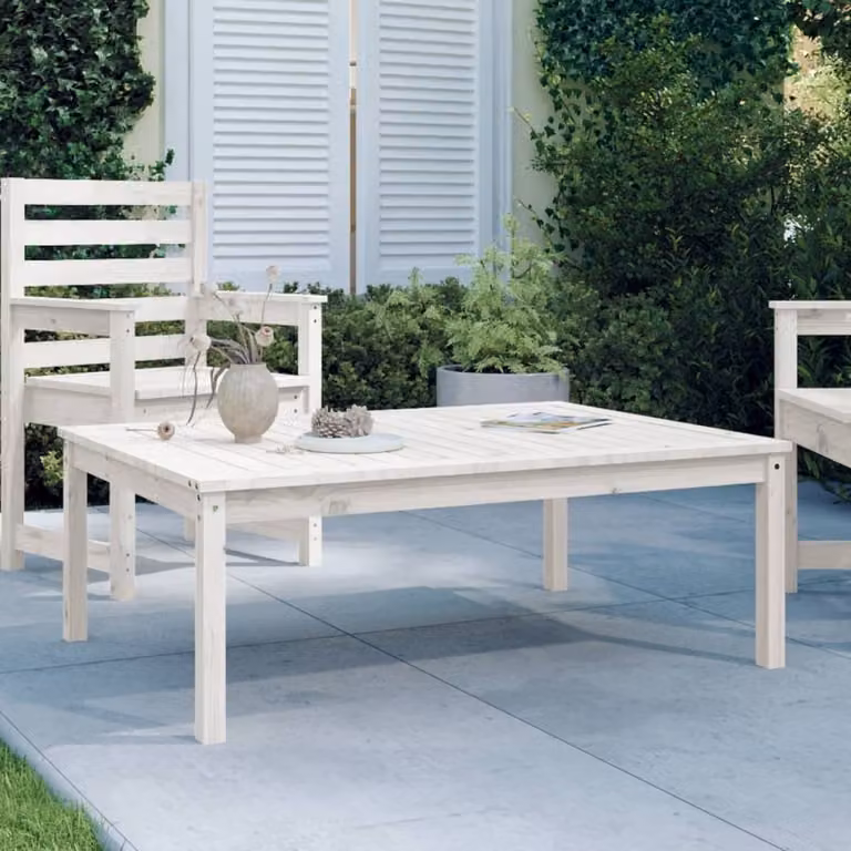 Maison Exclusive - Tavolo da giardino bianco 121x82,5x45 cm in legno massello di pino