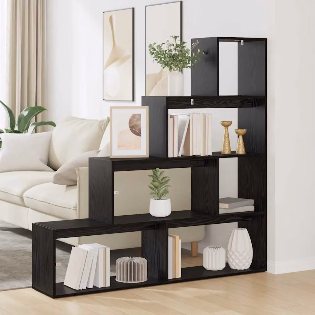 Libreria divisoria moderna vidaXL in legno MDF nero L 143,5 x P 29 x H 143,5 cm