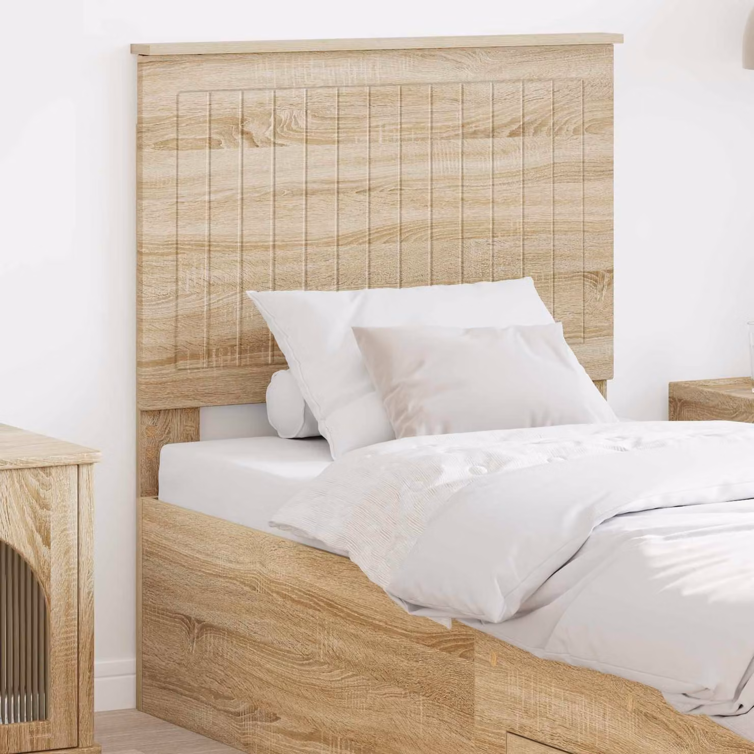 Testiera per letto vidaXL in legno ingegnerizzato Rovere Sonoma, colore marrone e beige