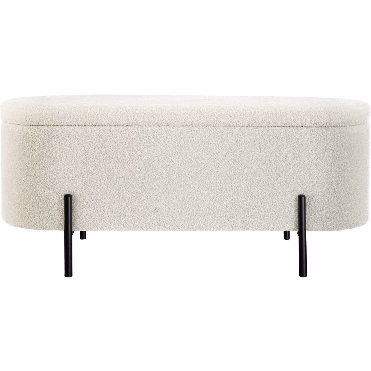 Panca Lanja tectake imbottita in tessuto bouclé bianco con spazio interno L: 150 cm, P: 43 cm, H: 36 cm – 4