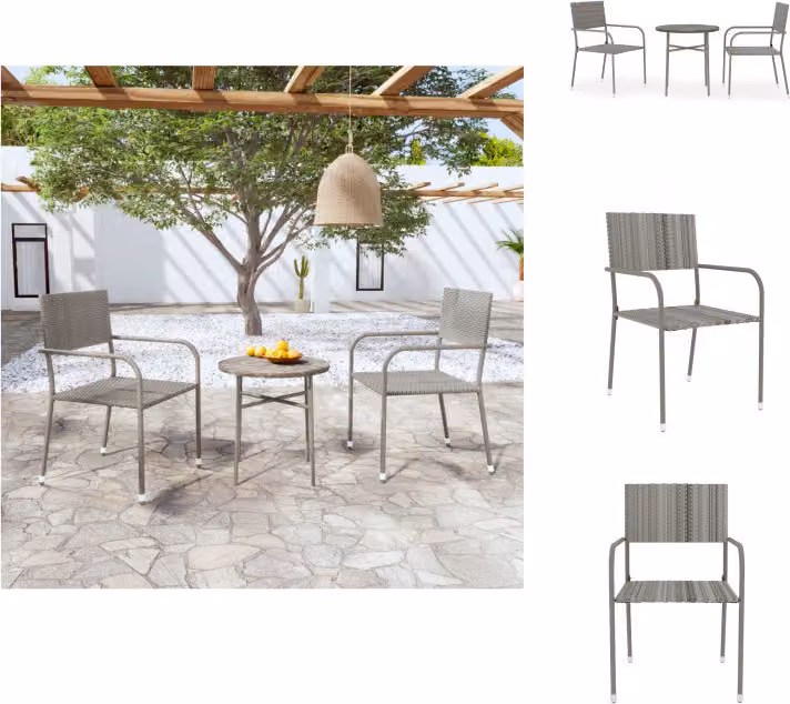 vidaXL Set da pranzo da giardino 3 pezzi in rattan grigio - Set di mobili da giardino