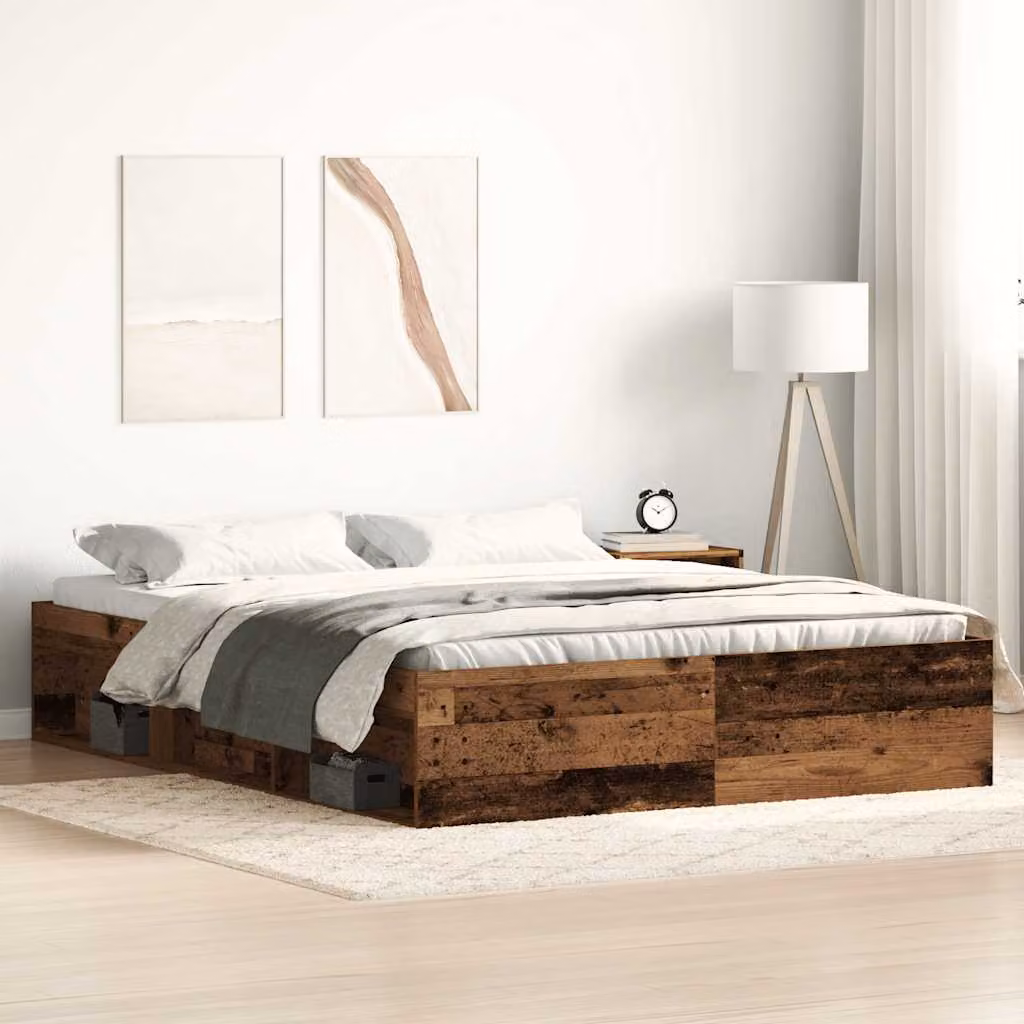 Giroletto vidaXL in legno color marrone con doghe piatte e struttura rigida, L/P/H: 203 x 153 x 35 cm