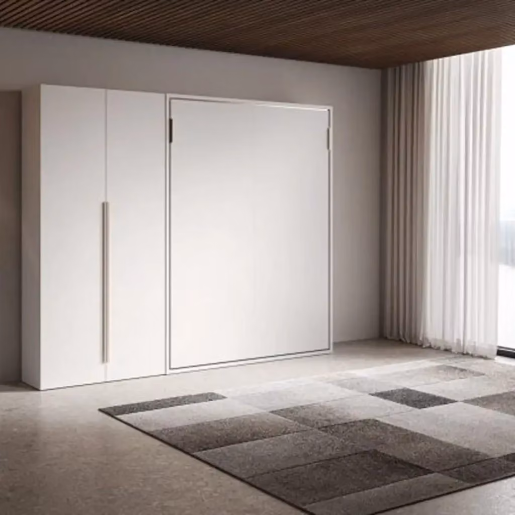 Letto matrimoniale a scomparsa Versia Kivio con armadio a destra a 2 ante, colore bianco, dimensioni 140 x 200 cm – 2