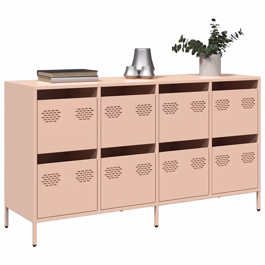 vidaXL Credenza Rosa in Metallo con Finitura Opaca L: 135 cm, P: 39 cm, H: 73,5 cm