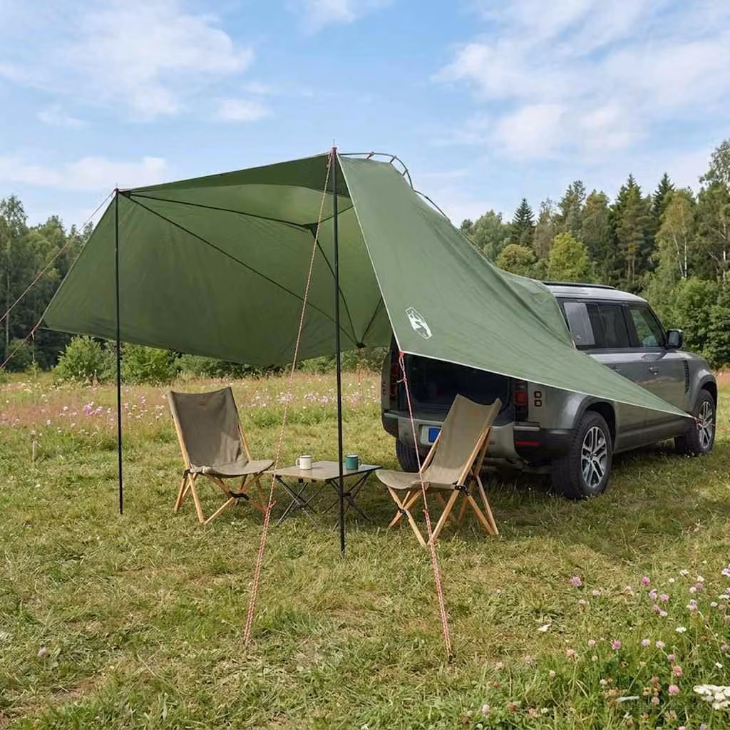 Tenda da auto vidaXL Verde in Poliestere e Acciaio L: 350 cm, P: 250 cm