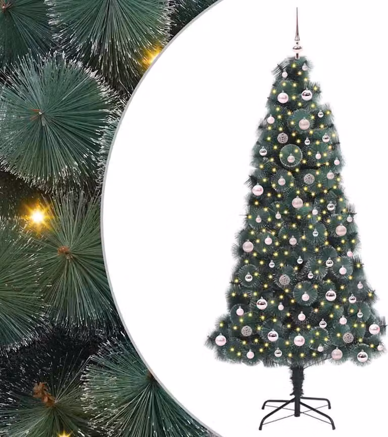 Albero di Natale artificiale illuminato pre-addobbato con set di palline