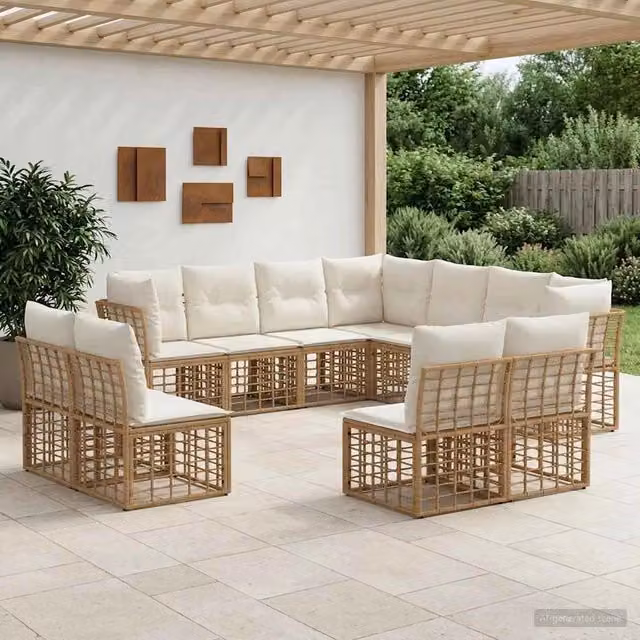 Set di divani da esterno Naturale Poliestere 3437496