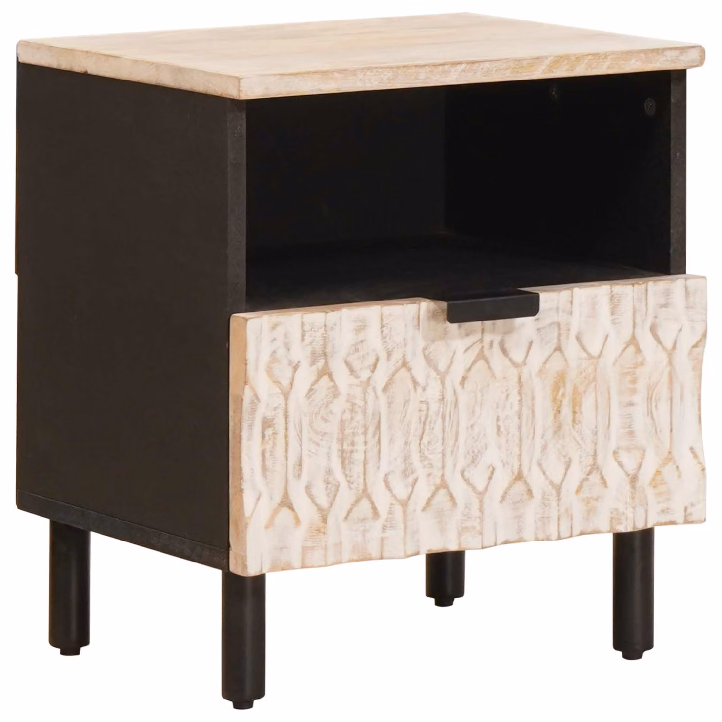 Armadio da notte moderno vidaXL in legno di mango massello bianco e marrone L/P/H: 40 x 33 x 46 cm