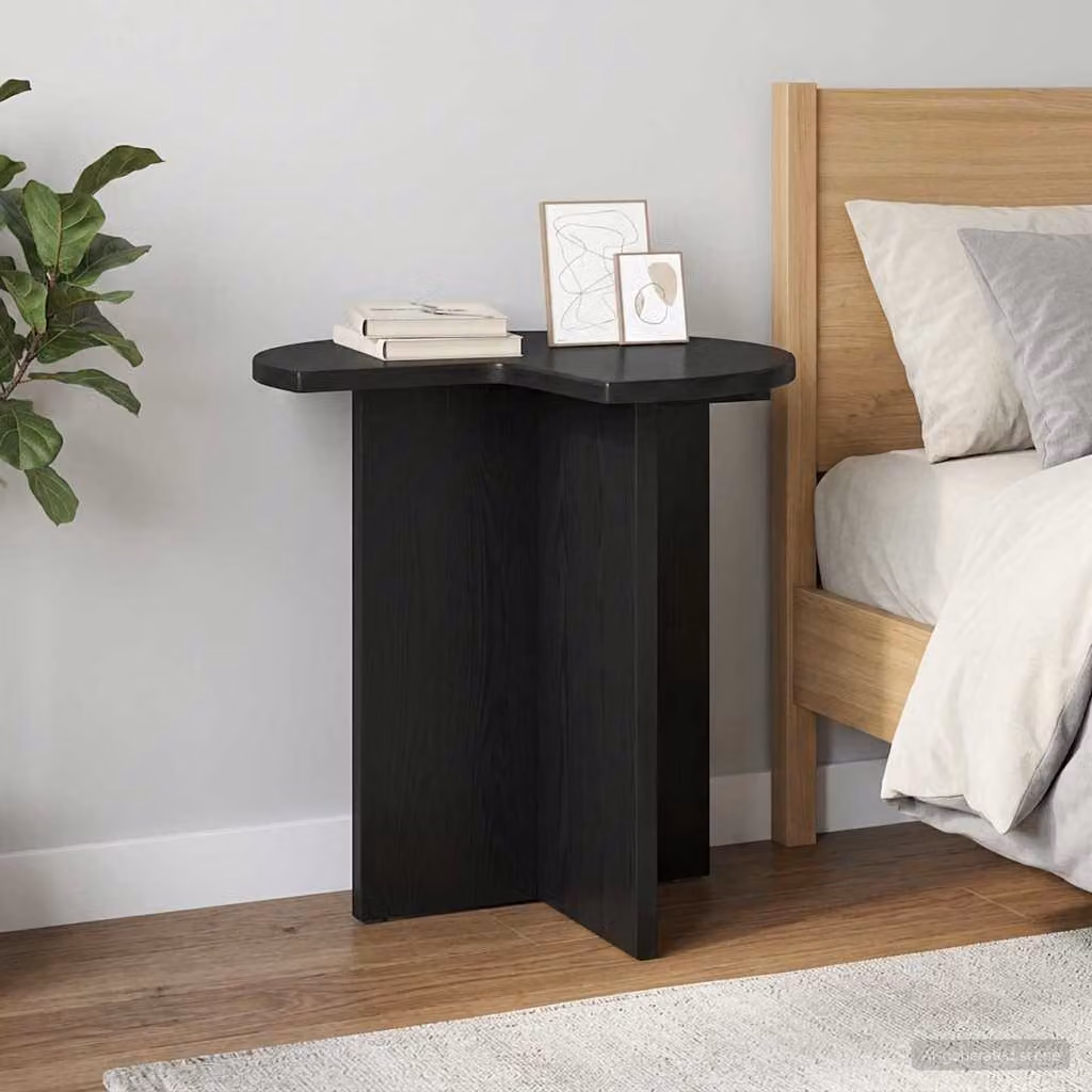 vidaXL Tavolo laterale rotondo in legno nero opaco Ø 39 cm x H 38 cm