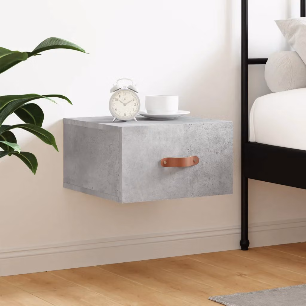 Comodino a muro vidaXL Grigio Cemento, design moderno L 35 cm x P 35 cm x H 20 cm