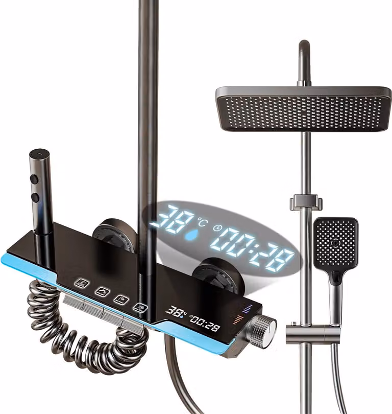 Sistema doccia, display a LED, regolazione della temperatura, grigio-C