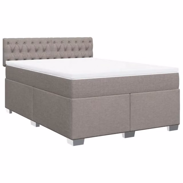 Letto Ibrido con Giroletto a Molle e Materasso vidaXL in Tessuto, Colore Tortora, L/P/H: 140 x 190 x 100,5 cm