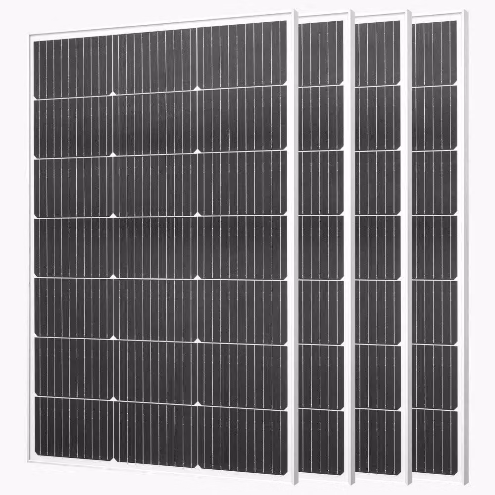 Pannello solare monocristallino da 4 x 100 W - Alta efficienza del 23% - Struttura in alluminio - Grado di protezione IP65 (resistente all'acqua)