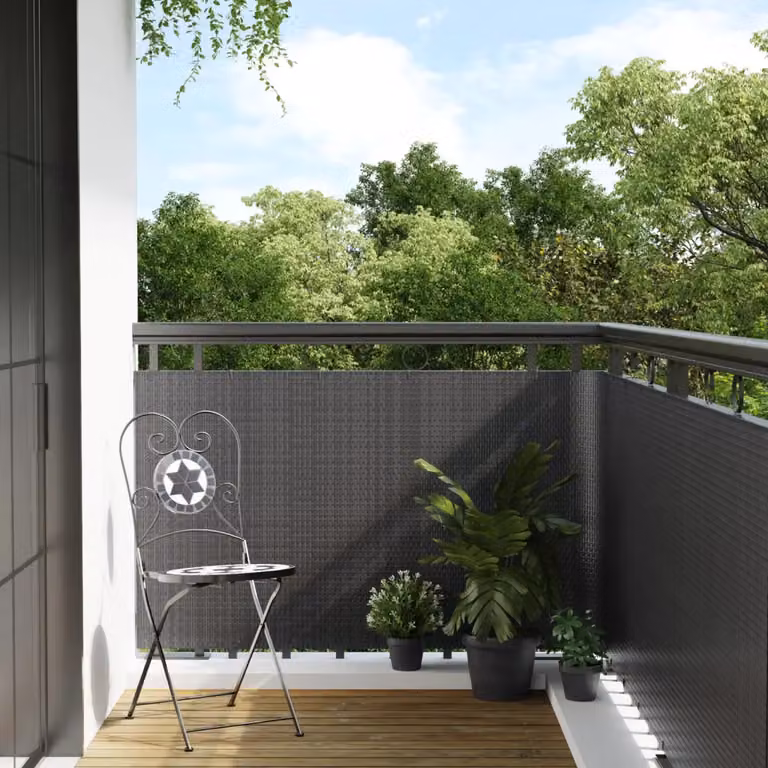 Paravento da balcone vidaXL in polyrattan color antracite L: 500 cm, H: 80 cm