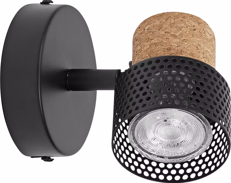 LEDVANCE DECOR SPOT CORK, 1 x 3,4W, 230lm, nero, faretto, teste regolabili, versatile, faretto per interni, lampade LED sostituibili, colore luce bianco caldo, GU10