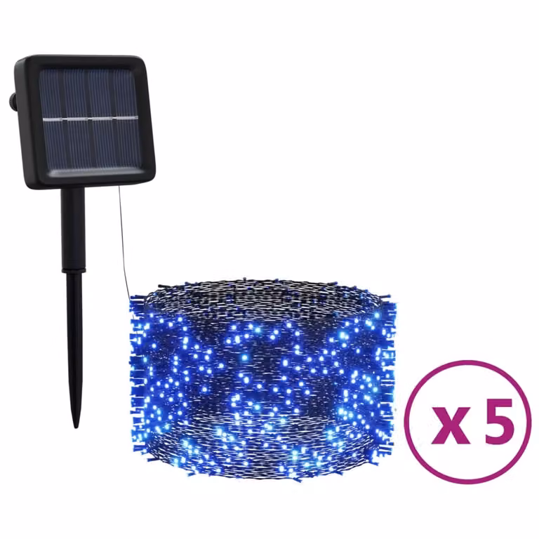 Luci Solari Fatate 5 pz 5x200 LED Blu Interni Esterni