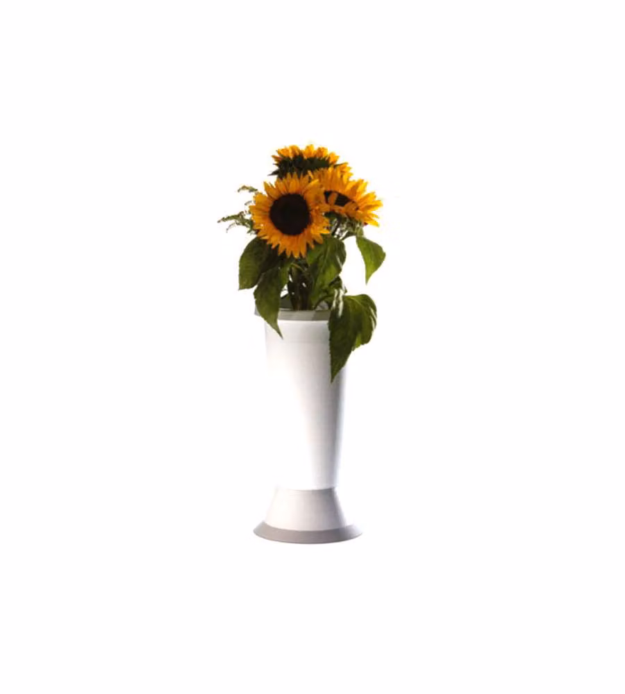 Erba Vaso per Fiori Cimitero - Bianco - 14 cm H 35