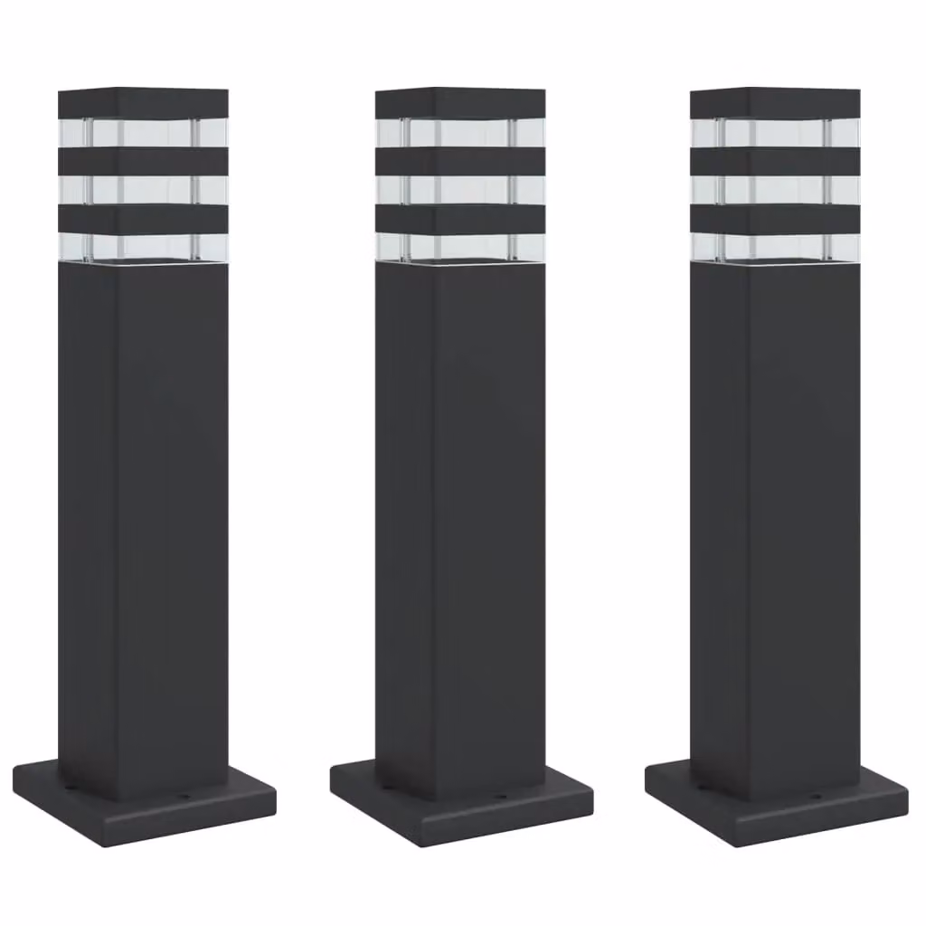 Set di 3 lampade da terra per esterni HELLOSHOP26 in alluminio e plastica, colore nero, modello a pilastro con protezione IP44, Altezza: 50 cm – 2