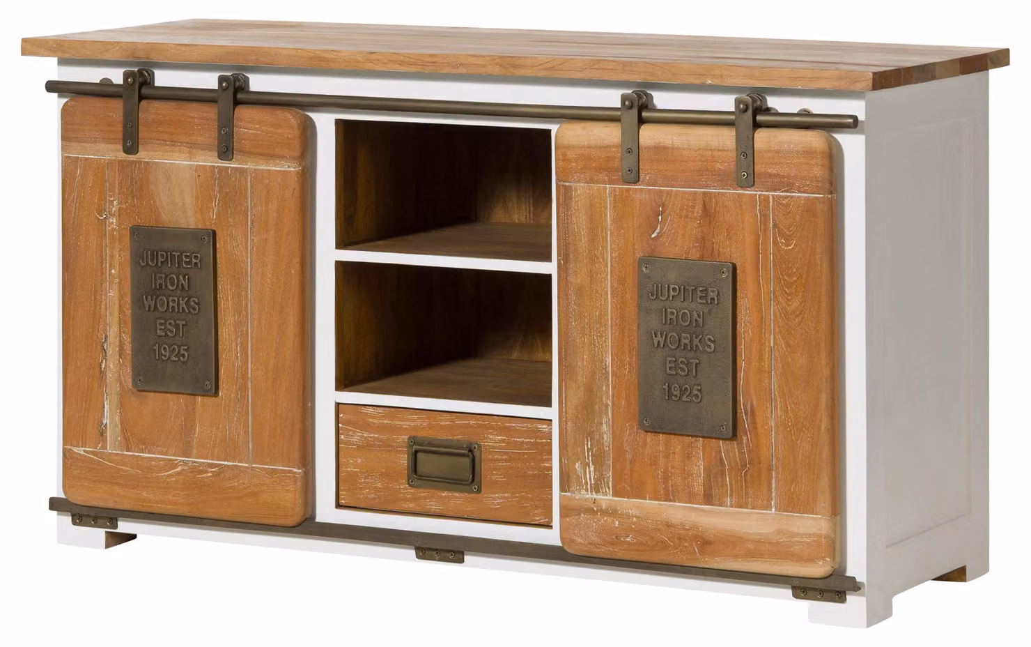MASSIVMOEBEL24 | Credenza in legno di mango 128x45x70 laccato bianco RAILWAY #502