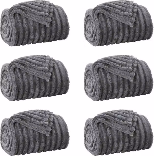Coperte da Pile 6 pz Grigio scuro 240 x 220 cm Panno