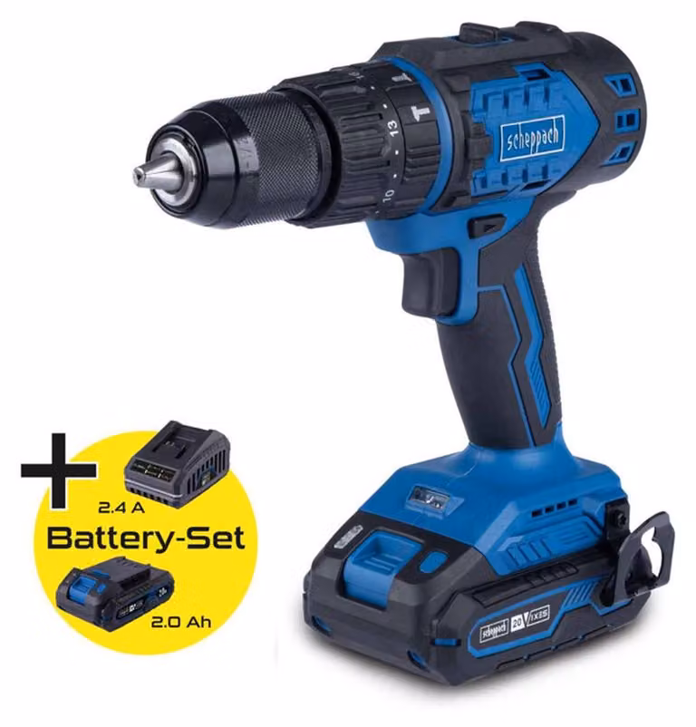 BC-DD60-X Cordless Drill Driver - Brushless 60 Nm 13mm Chuck - SCHEPPACH 20V IXES - 2Ah Battery + 2.4A Charger